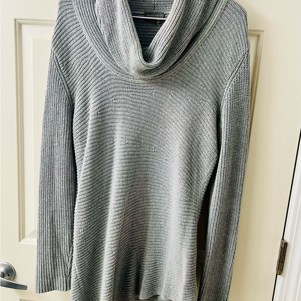 Vince Camuto Gray Cowl Neck Sweater with Ribbed Knit